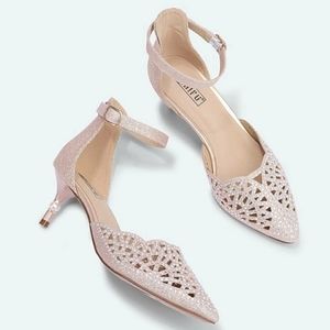 IDIFU Women's IN2 Candice Wedding Rhinestones Sequins Low Kitten Heels Pumps